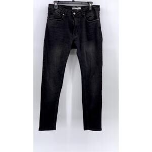 ZARA Men's Black Denim Skinny-Leg Regular-Fit Five-Pocket Jeans SZ 32
